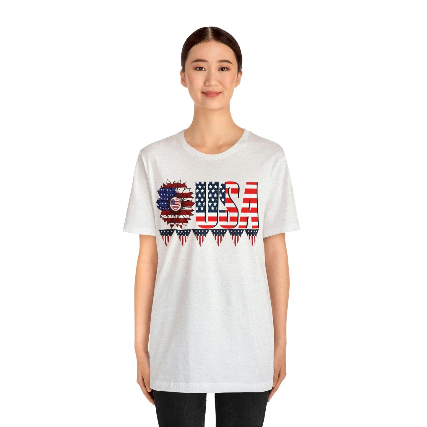 Flower USA American flag shirt, Red white and blue shirt, 4th of July shirt - Giftsmojo