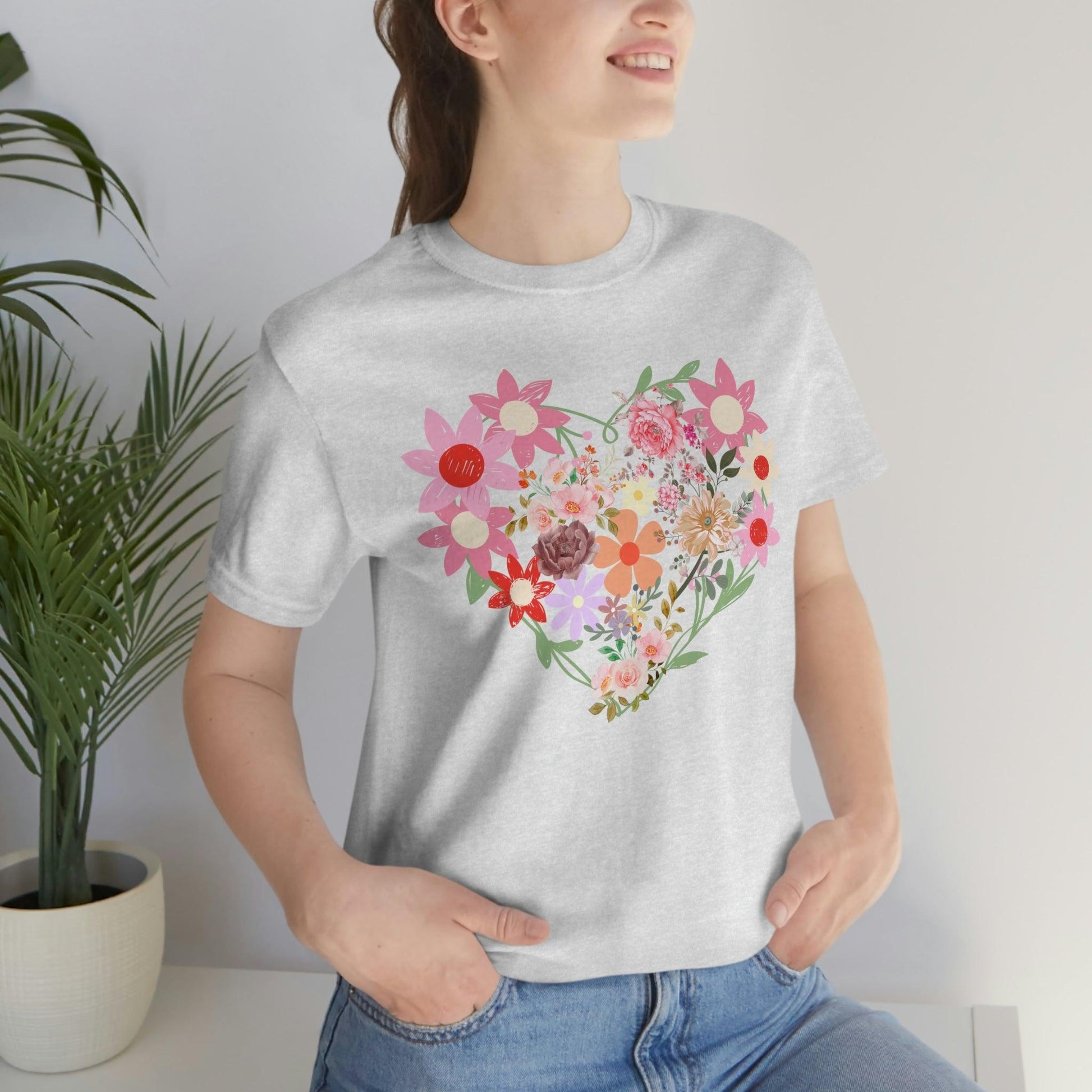 Flower Heart Shirt - Love Shirt - Floral Heart Shirt - Giftsmojo