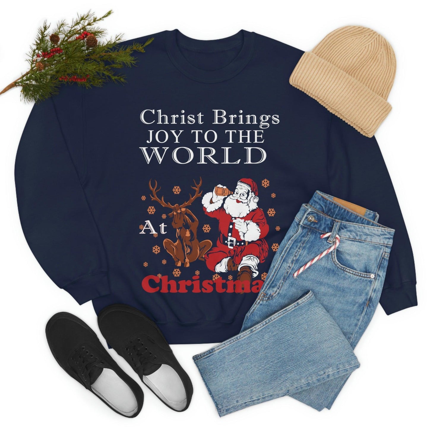 Christ brings joy to the World at Christmas Sweatshirt - Giftsmojo