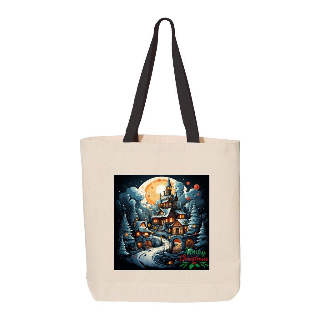 Christmas Canvas Tote with Contrast-Color Handles
