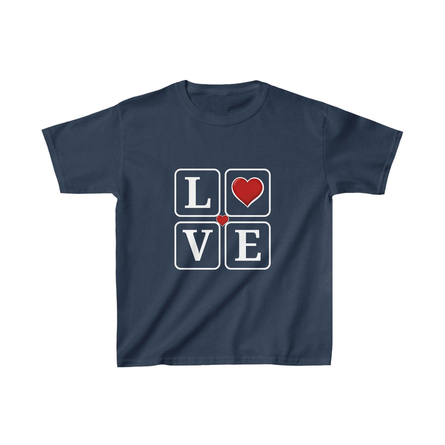 Love Squares with Hearts Kids Heavy Cotton Tee