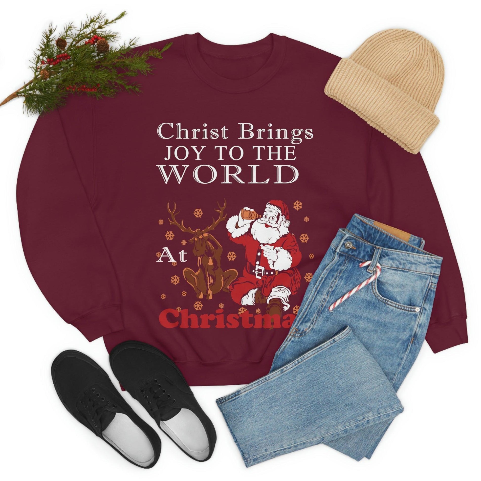 Christ brings joy to the World at Christmas Sweatshirt - Giftsmojo