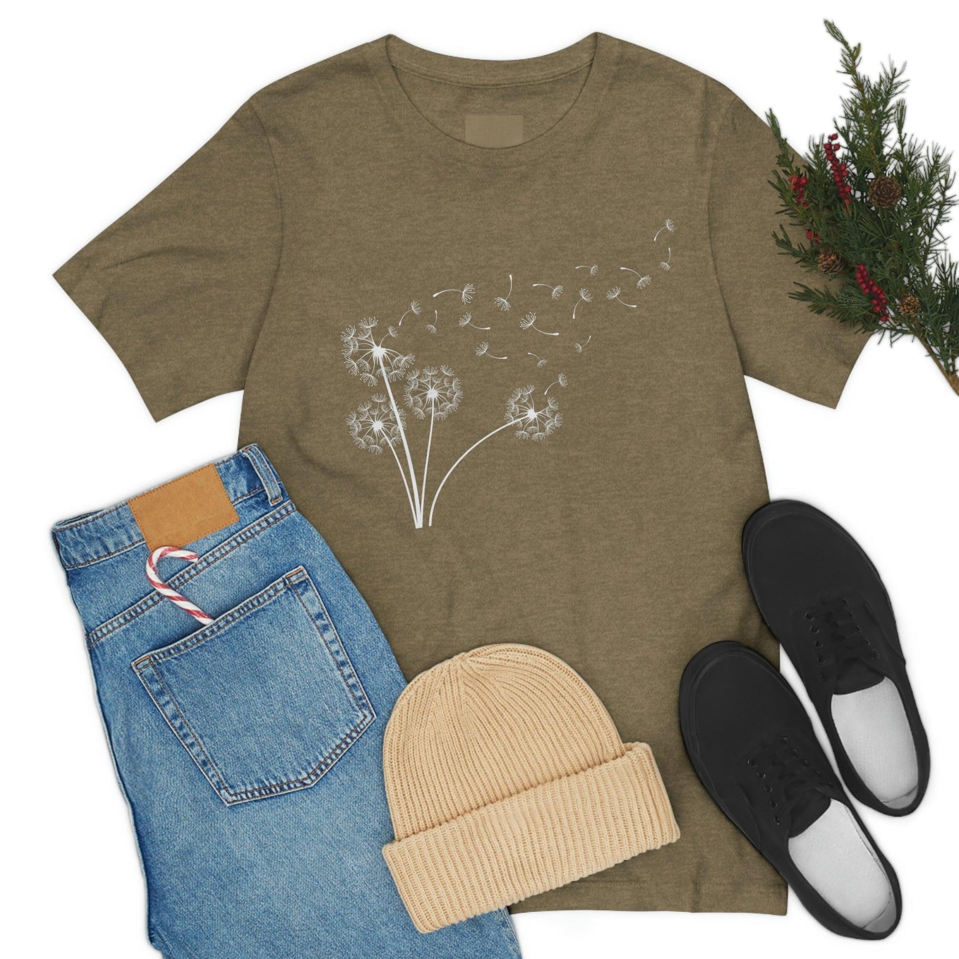 Dandelion Shirt, Boho Windflower Shirt, Dandelion Shirt for Her, Windflower Tee, Meditation Gift, Yoga Shirt, Inspirational Shirt, Bday Tees - Giftsmojo