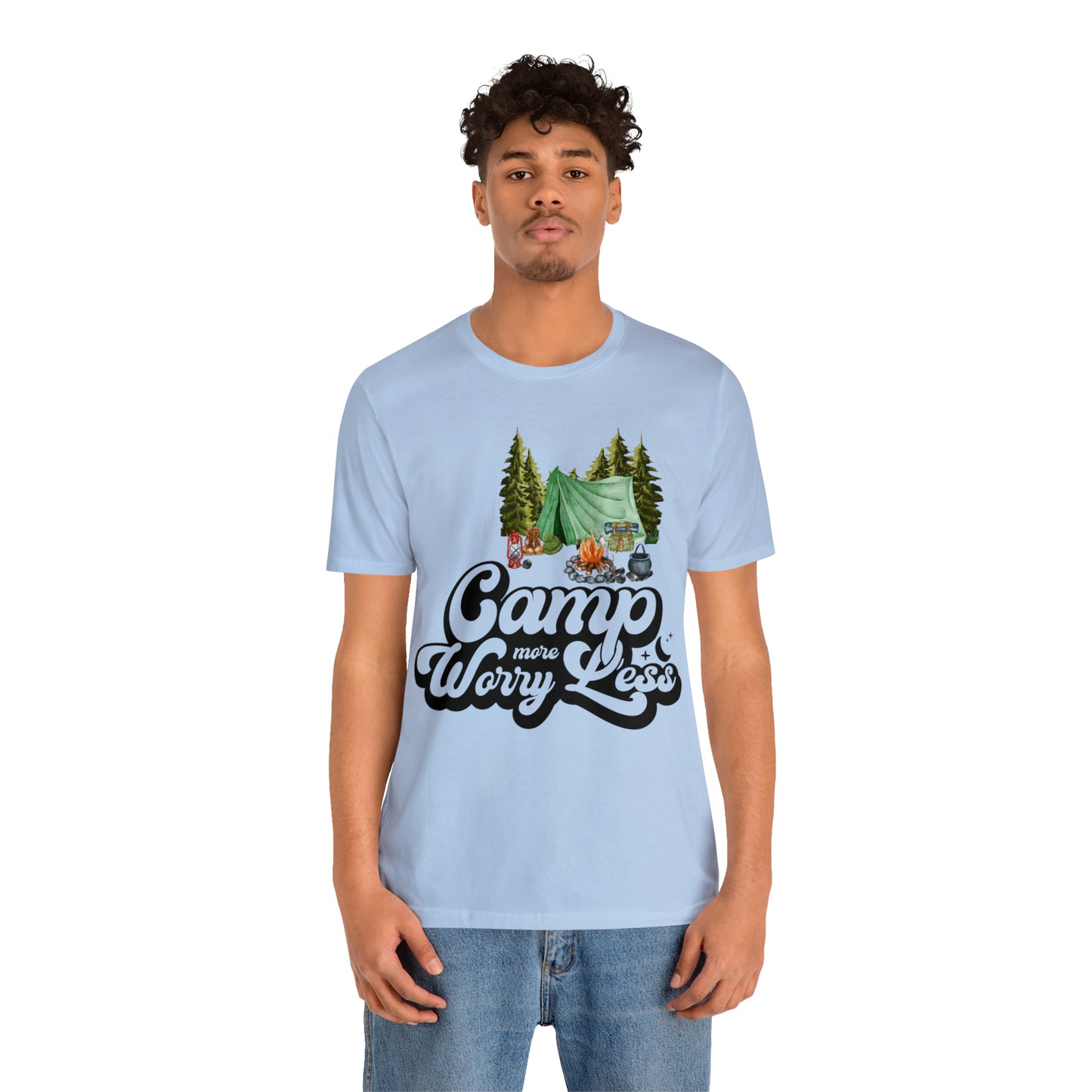 Camp More Worry Less Shirt, Outdoor adventure clothing, Nature-inspired shirts, Hiking apparel, Outdoor enthusiasts gift, Adventure-themed attire