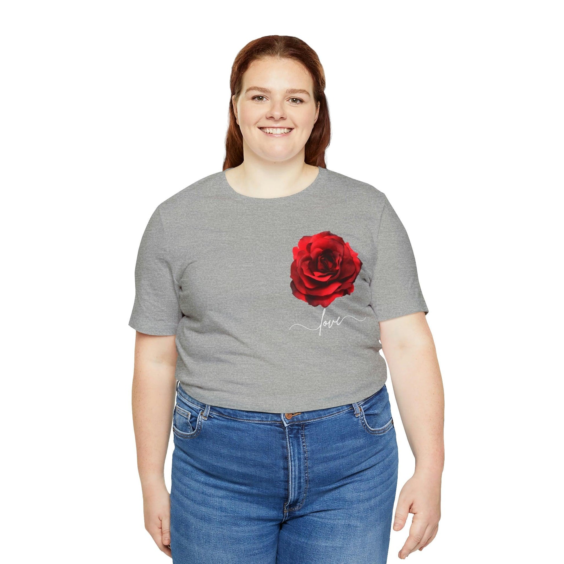 Love Rose Flower T-shirt for Women, Rose Graphic T-shirt, floral shirt, gift for her, love shirt - Giftsmojo