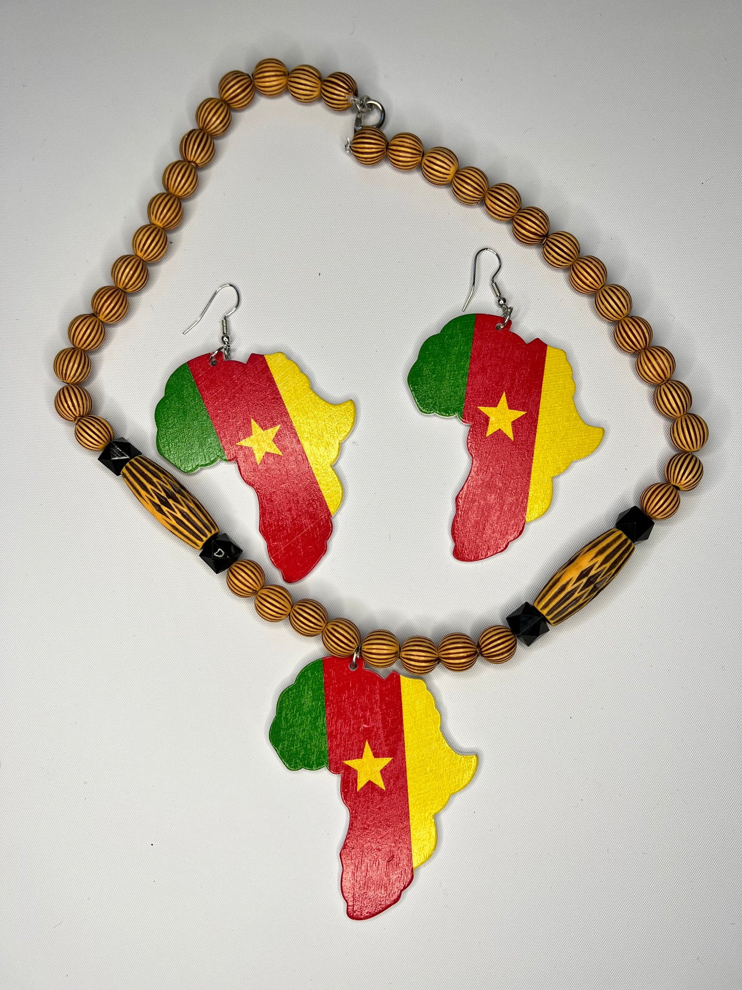 African Map with Cameroon flag color jewelry