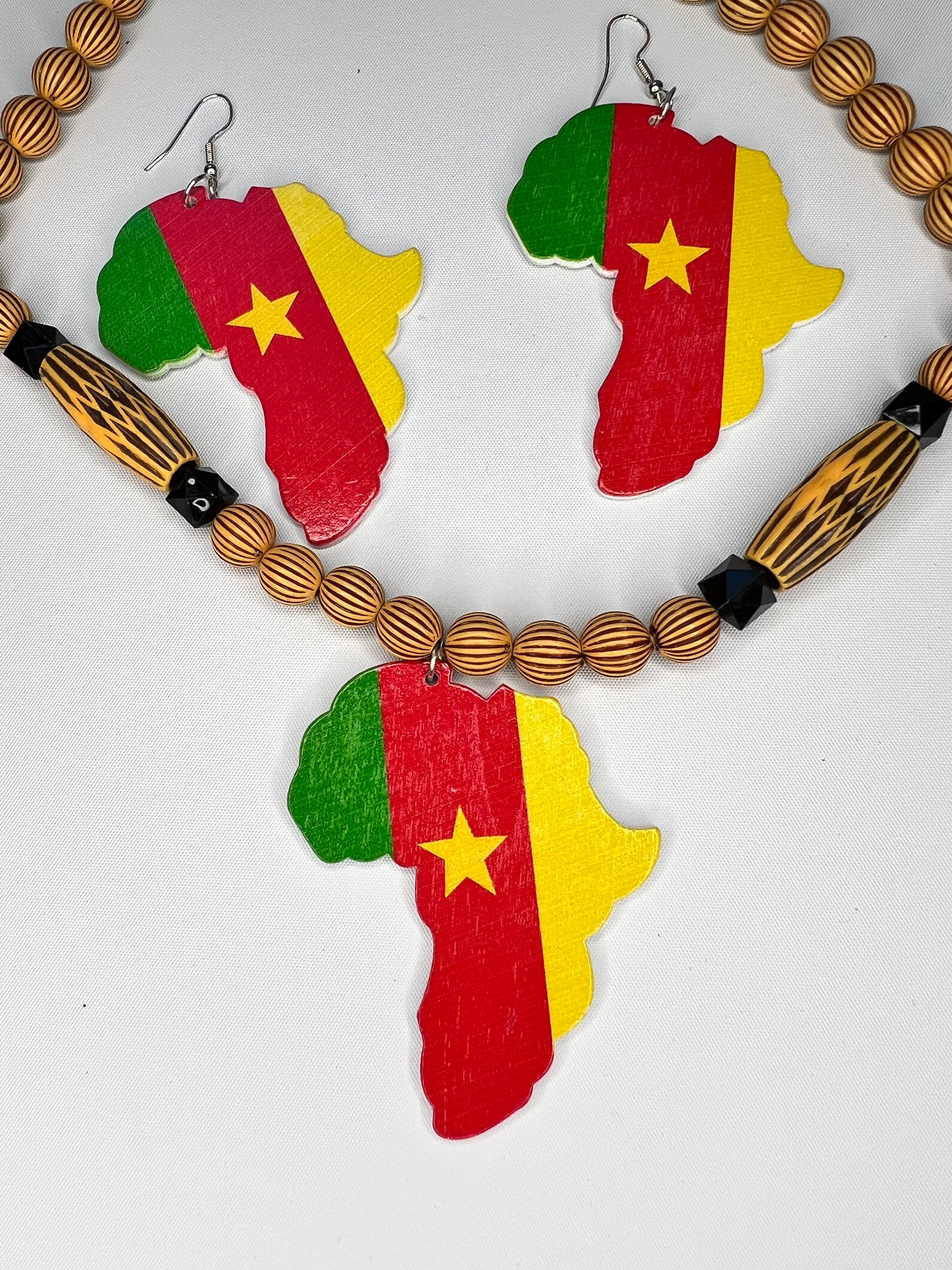African Map with Cameroon flag color jewelry - Giftsmojo